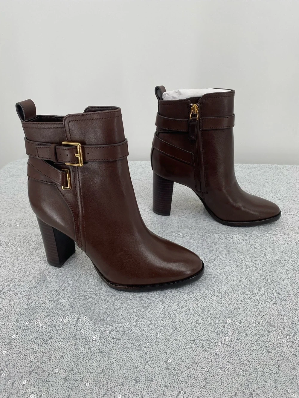 Lauren Ralph Lauren Madisyn Bootie Chestnut Brown Leather Size 6B